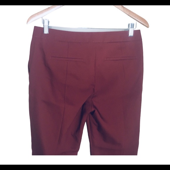 EXPRESS Columnist Straight Trousers/Pants With Pockets Maroon Red Size 6R - Picture 9 of 11